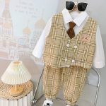 ست 4 تکه لباس پسرانه مدل چهارخونه