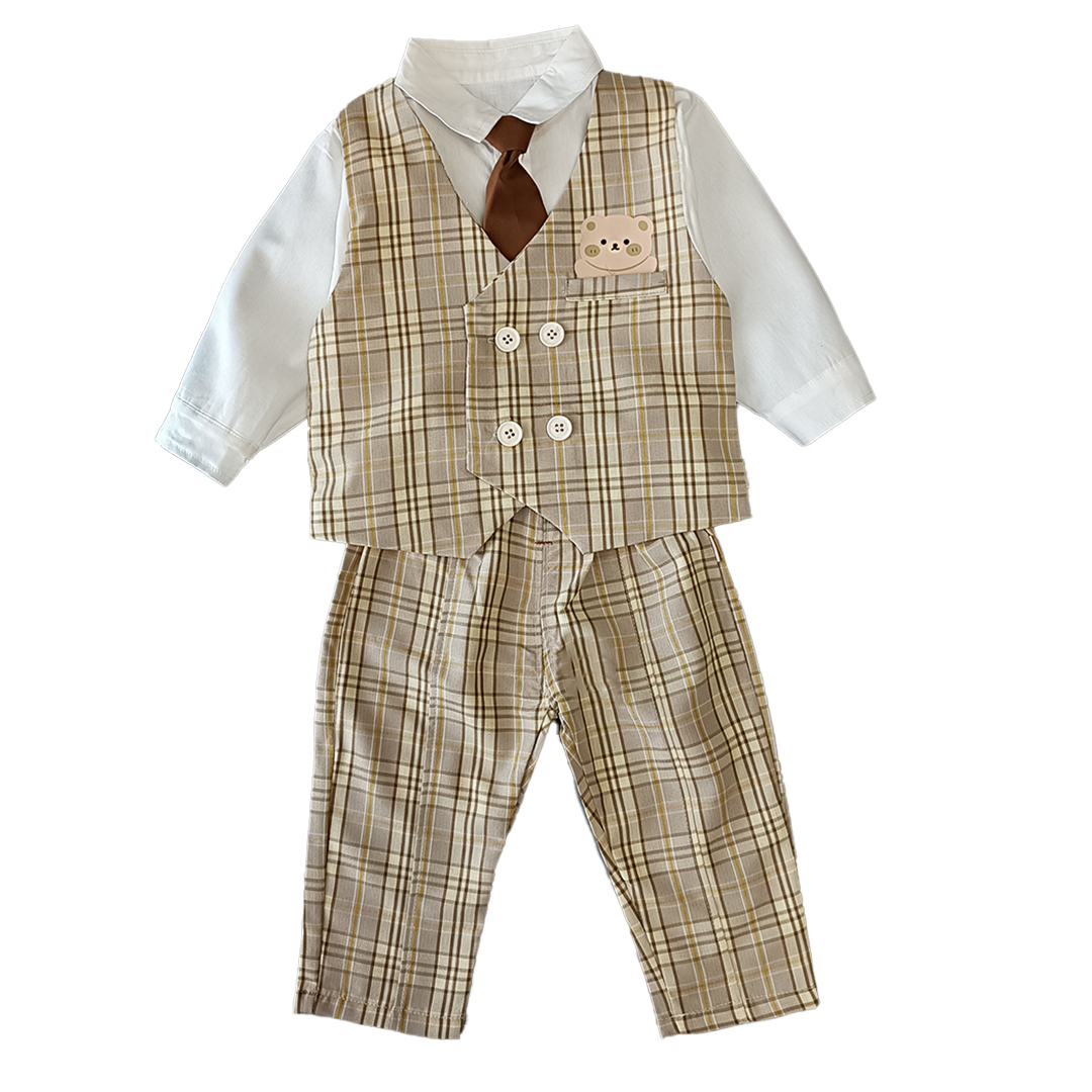 ست 4 تکه لباس پسرانه مدل چهارخونه ست 4 تکه لباس پسرانه مدل چهارخونه